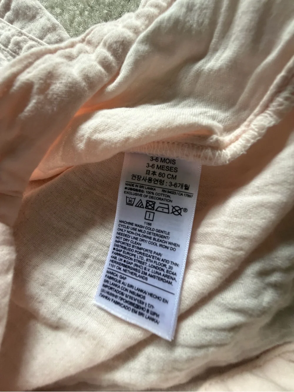 GAP Light Pink Cotton Short-Sleeve Romper with Pocket Detail